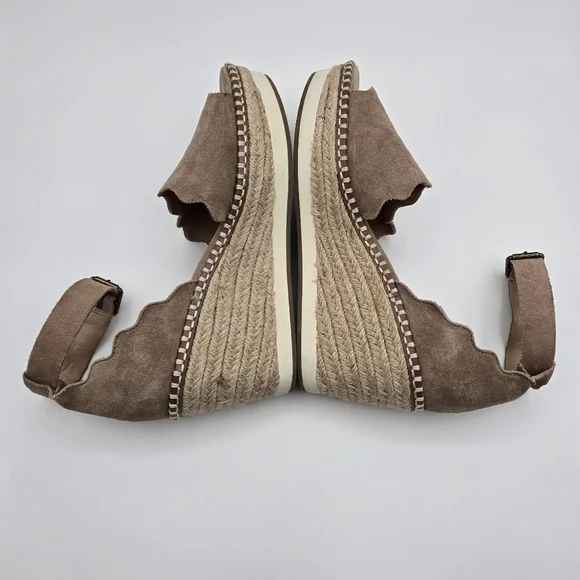 Crown Vintage Daffodil Brown Suede Espadrille Wedge Sandals Size 7.5 - Picture 13 of 16